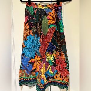 Farm Rio silk print midi skirt XS